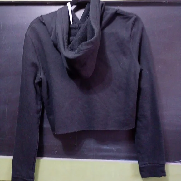 PINK Victoria's Secret Black Cropped Hoodie Sweater - Picture 3 of 5
